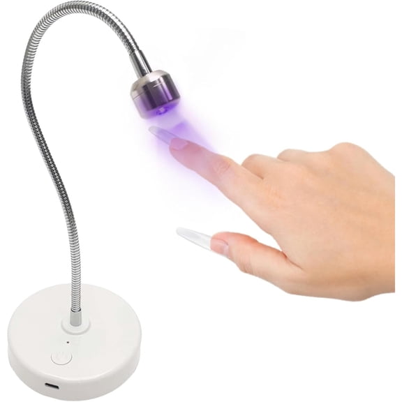 Flash Cure UV Nail Lamp Gooseneck Gel Nail Light Cordless Rechargeable LED Curing Lamp for Home & Salon Use Silver, 3W