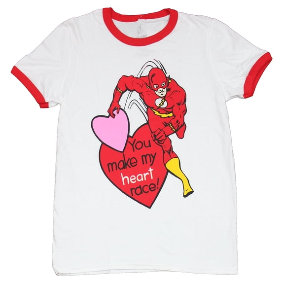 Flash (DC Comics) Mens T-Shirt - Old School Flash You Make My Heart Race (Medium)
