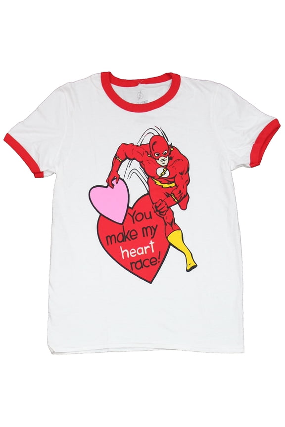 (DC Comics) Mens T-Shirt - Old School Flash You Make My Heart Race