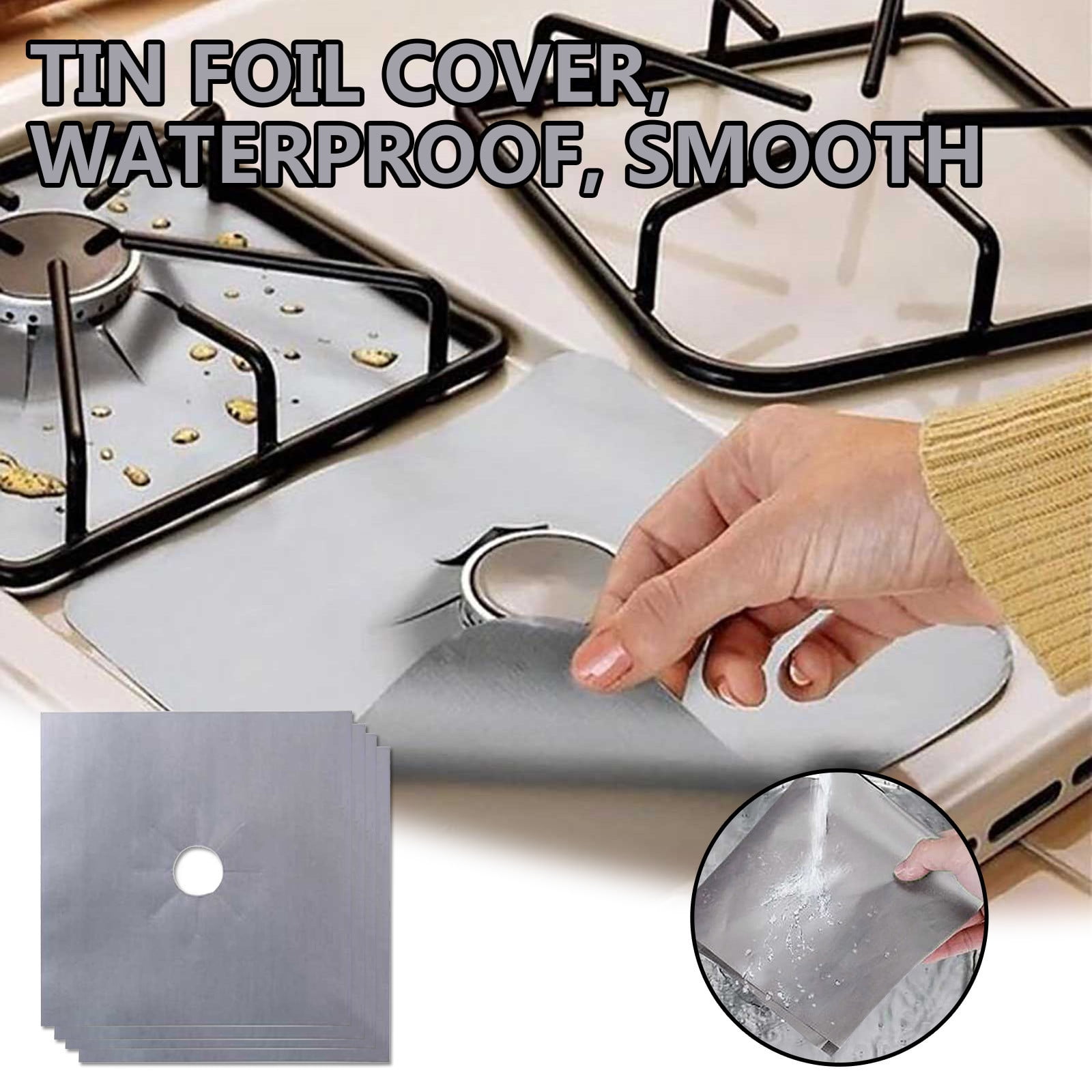 Flash Deal! 4Pc Reusable Aluminum Foil Cover (Silver 0.12Mm), 4 X