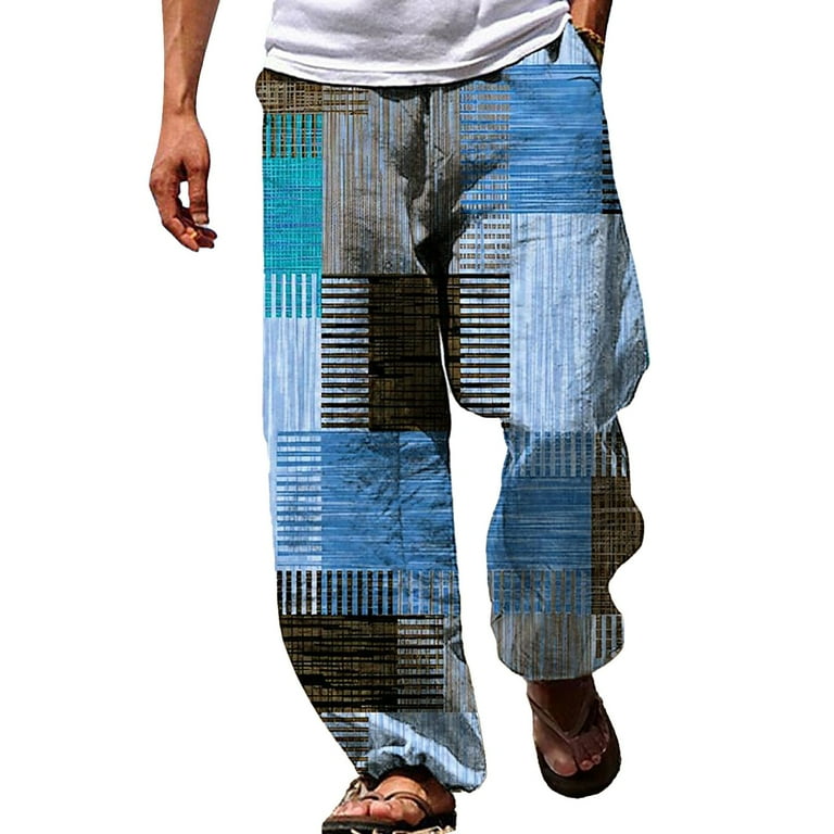 Flash Deal Men s Casual Pants Men s Trousers Summer Pants Beach Pants Drawstring Elastic Waist Comfort Casual Daily Holiday Streetwear Yellow Blue Men s Blended Casual Pants Walmart