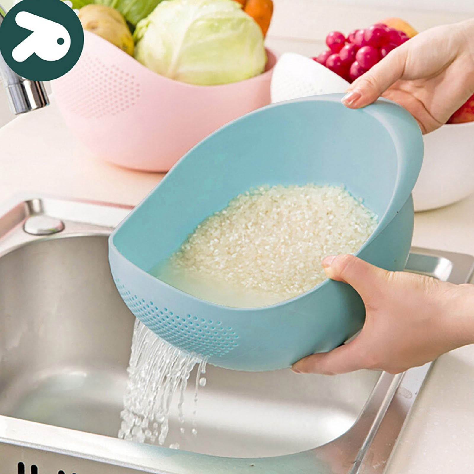 Flash Deal!Rice Colander Vegetable and Fruit Cleaning Filter Basket ...