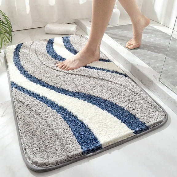Bathroom Rugs, InsCrazy Bathroom Rugs Soft Absorbent Microfiber Bath Rugs Shaped Toilet Rug Non-Slip Bath Carpet Mat for Bathroom