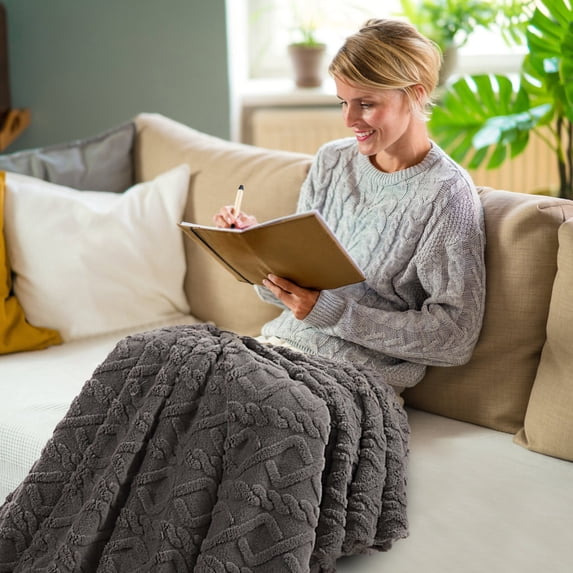 Boovnll Throw Blanket 59x79" Super Soft Warm Flannel Solid Color Blankets Microfiber Thickening Machine Washable for Bedroom Swimming Pool Sofa Floor Outdoor Camping Blanket