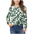 thumbnail image 1 of Long Sleeve Kids Shirts Girls Camouflage Print Tops Front Knot Shirt Round Neck Tshirts Casual Blouse Tops, 1 of 9