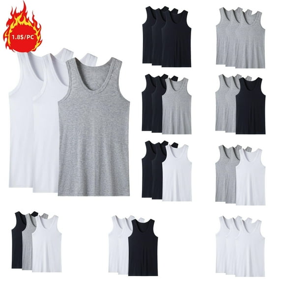 Tawop Mens Tank Tops Round Neck Sports Fitness Men Tank Tops Value Pack 3 Pack Strech Solid Summer L-4XL