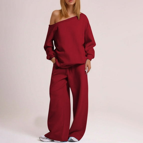 The Big Save of The Day kttectoa Outfits for Women Womens Athleisure Clothing Trendy Casual Outfits Lounge Sets Solid Long Sleeve Round Neck Pullover Tops and Pants Winter Clothes for Women