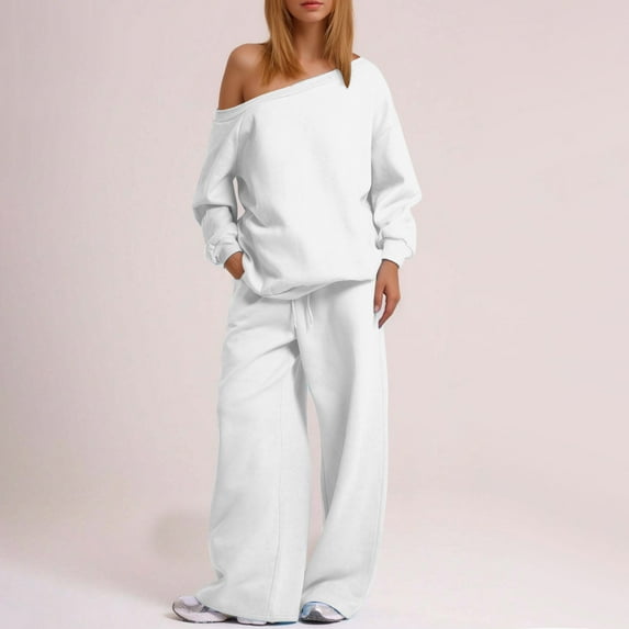 The Big Save of The Day kttectoa Outfits for Women Womens Athleisure Clothing Trendy Casual Outfits Lounge Sets Solid Long Sleeve Round Neck Pullover Tops and Pants Winter Clothes for Women