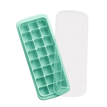 Eguiwyn 24 Square Silicone Ice Cube Tray with Lid Ice Mold Green 24 Cubes Silicone Ice Tray Silicone Ice Cubes Tray for Freezer Jelly Cubes Mold Tray