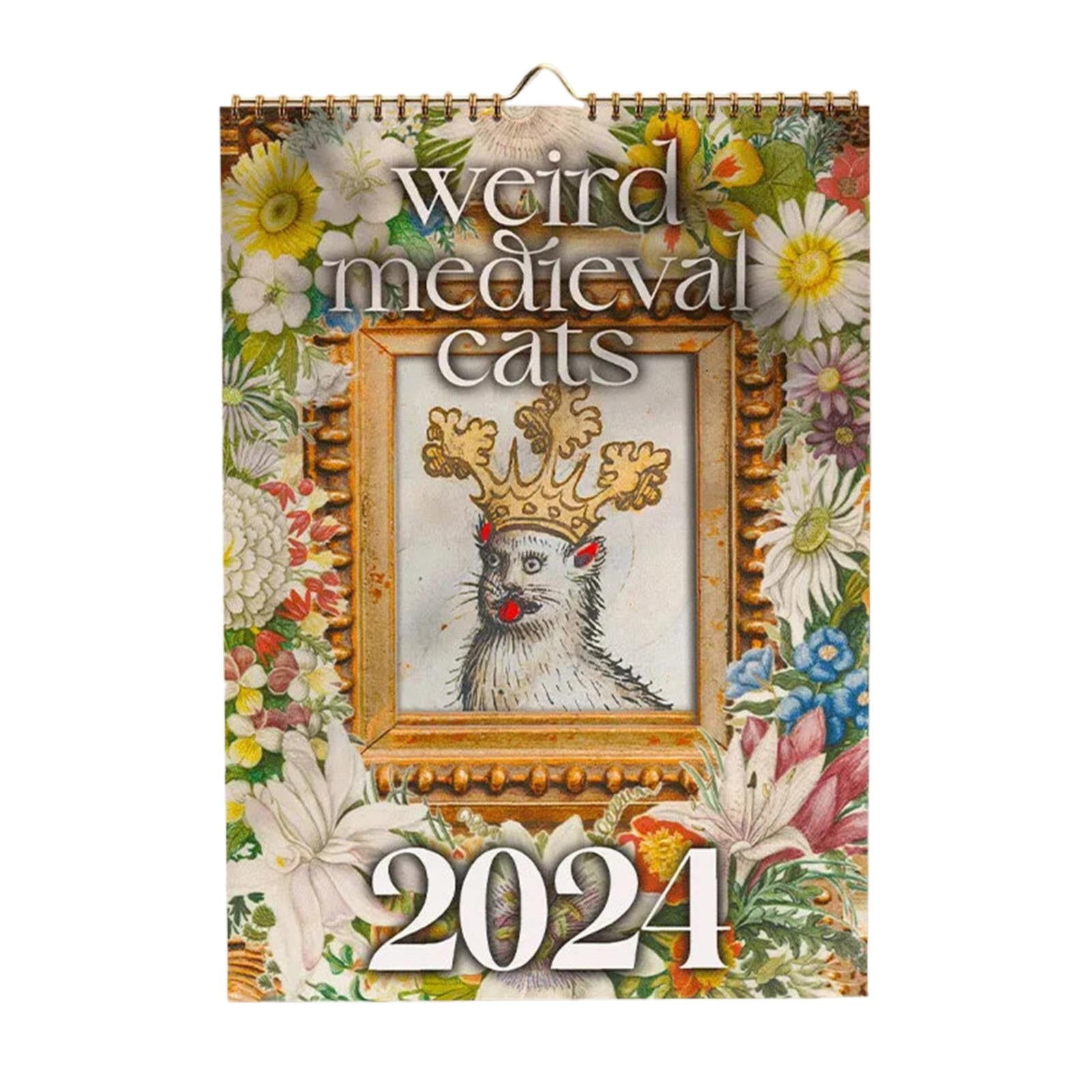 🔥 Flash Deals! Faolaxy Desk Calendar 20242025 Weird Medieval Cats