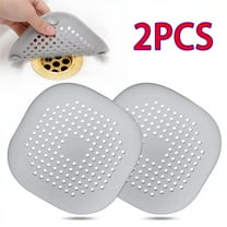 Filter Drain Hair Catcher Square Silicone Trap Shower Drain Cover with Suction Cups for Bathroom Bathtub Kitchen Filter Flat Strainer 2 Pack, Kitchen Essentials Clearance Sale