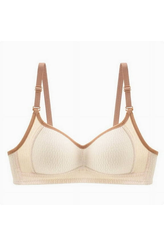 Bras for Women, Seamless Ultra Thin Bras, Seamless Thin Plus Size Comfort Bra No Wire Full Cup Plain/Light Padded Wire Free Bra Beige L Brasier Sin Aros Para Mujer