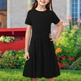 thumbnail image 1 of Gamivast Girls Dress Basic Short Sleeve A Line Flowy Dress Casual Fashion Solid Casual School Party Dress for Teens Black 5T Vestidos De Verano Para Niña, 1 of 8