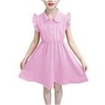 thumbnail image 1 of Gamivast Girls Dress Casual Ruffle Sleeveless A Line Summer Dresses Button Down Solid Midi Dress Vacation Casual Beach Dress Pink Vestidos De Verano Para Niña, 1 of 7