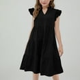 thumbnail image 1 of Flash Deals Gamivast Girls Summer Dress Cute Ruffle Cap Sleeve Dress V-Neck Flowy A Line Mini Dress Sundress Vacation Casual Beach Dress Black 8-9Y Vestidos De Verano Para Niña, 1 of 8