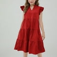 thumbnail image 1 of Flash Deals Gamivast Girls Summer Dress Cute Ruffle Cap Sleeve Dress V-Neck Flowy A Line Mini Dress Sundress Vacation Casual Beach Dress Red 10-11Y Vestidos De Verano Para Niña, 1 of 8