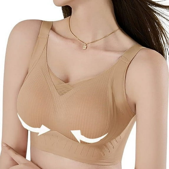 Gamivast Seamless Bras for Women, Wireless Bra with Support, Everyday Breathable Bra Plus Size Wireless Padded Bralettes Everyday Bras Coffee M BráSieres Para Mujer