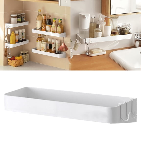 Huayishang Bathroom Shelf 2Pcs Bathroom Storage Rack Punch-Free Wall-Mounted, Kitchen Essentials Clearance Sale White