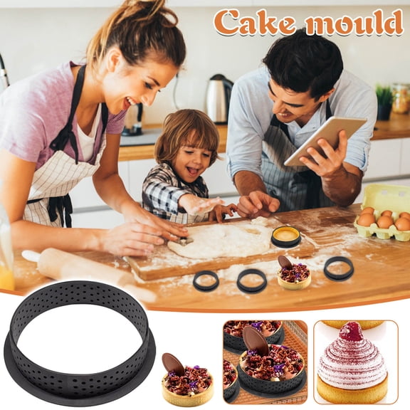 Huayishang Cake Pop Mold 8Pc Round Tower Ring Cutting Plastic Mesh Ring Mousse Cake Ring French Cheese Tower Ring Mousse Ring Baking Tools, Kitchen Essentials Clearance Sale Black