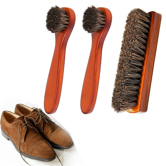 Huayishang Cleaning Brush Horse Hair Shoe Brush Boot Brush High Gloss Polishing Brush Polishing Cloth Shoe Car Seat Sofa, Kitchen Essentials Clearance Sale Khaki