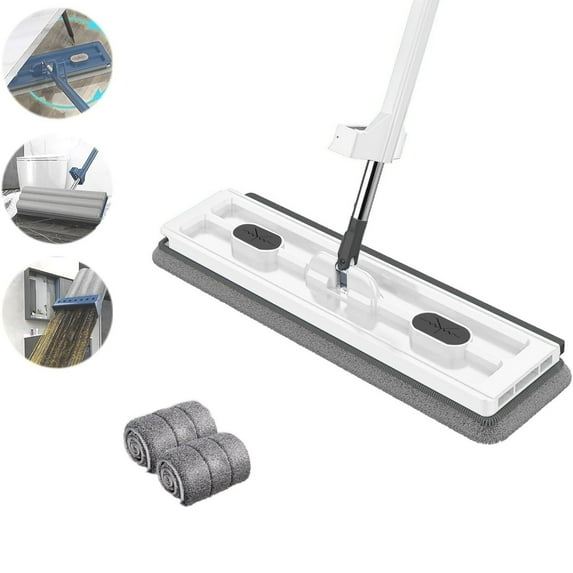 Flash Deals! Huayishang Cleaning Brush, Kitchen Essentials Clearance Sale New Large Flat Mop Strealinem Mop with 2 Microfiber Pads Independent Liquid Tank and Scraper 360 Rotating Wet and Dry