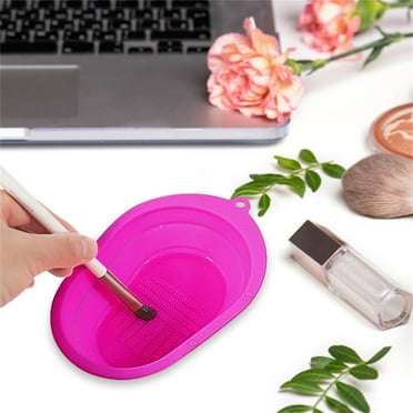 Flash Deals! Huayishang Cleaning Brush Silicon Makeup Brush Cleaning Mat Makeup Brush Cleaner Pad Cosmetic Brush Cleaning Mat Portable Washing Tool, Kitchen Essentials Clearance Sale Hot Pink