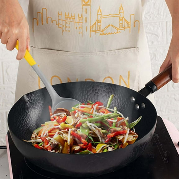 Huayishang Cooking Utensils New Two-Color All-Inclusive Silicone Soup Spoon Colander Non-Stick Spatula Household Cooking Kitchenware Set A, Kitchen Essentials Clearance Sale