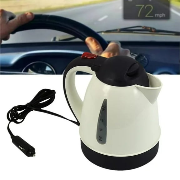 Huayishang Cooking Utensils Portable Car Electric Kettle Road Trip Travel 12V 1000Ml Travel Heating Water Bottle for Tea Coffee Making Auto Shut Off, Kitchen Essentials Clearance Sale
