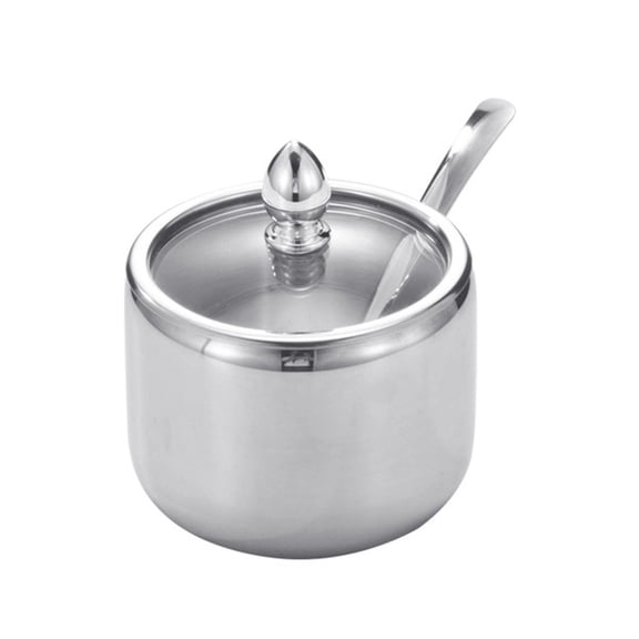 Huayishang Dinnerware Sets, Kitchen Essentials Clearance Sale 304 Stainless Steel Seasoning Jar Set Kitchen Visible Seasoning Box Bridge Type Seasoning Box Salt Sugar Jar Seasoning