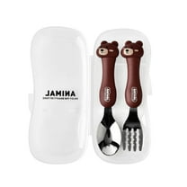 Huayishang Dinnerware Sets Tableware Set Primary School Stainless Steel Tableware Cute Fork Spoon, Kitchen Essentials Clearance Sale