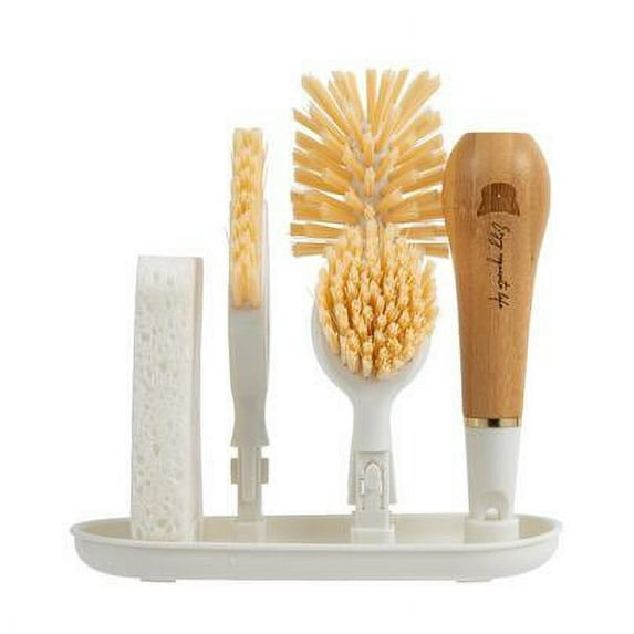 Huayishang Dish Brush, Kitchen Essentials Clearance Sale Bamboo Dun Dun One Pole Three-Head Cleaning Brush with Replaceable Brush Head Kitchen Gap Brush Cup Brush Wood Pulp Cotton Pot