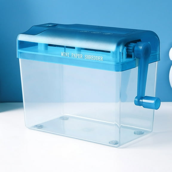 Huayishang File Folders Office Home A6 Mini Manual Paper Shredder Desktop Hand Crank Document Shredder Blue, School Supplies Clearance Sale Blue
