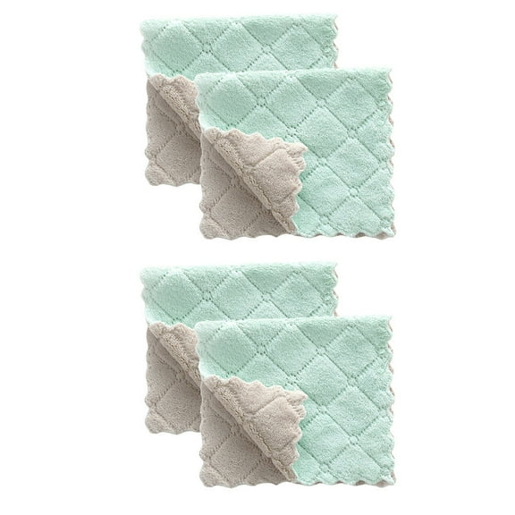 Huayishang Household Rags 4Pcs Non-Stick Oil Cleaning Rags Dish Cloths Hand Towels Gray Green, Kitchen Essentials Clearance Sale Green