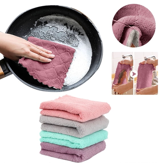 Huayishang Household Rags Absorbent Corals Dish Rag Wipe Wiping Towel Sink Cloth Home Kitchen Clean Cleaning Supplies, Kitchen Essentials Clearance Sale