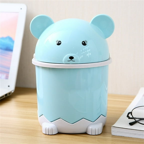 Huayishang Kitchen Cleaning Machine Desktop Flip Trash Can Cover Mini Portable Garbage Storage Bin, Kitchen Essentials Clearance Sale Blue