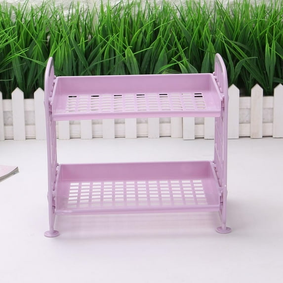 Huayishang Locker Shelf Desktop Cosmetics Jewelry Rack Double Folding Storage Rack Simple Home Desktop Bathroom Storage Shelf Storage Shelf, Kitchen Essentials Clearance Sale Purple