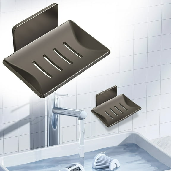 Huayishang Locker Shelf Home Bathroom Wall Mounted Soap Box Sink Bathroom Does Not Accumulate Water Soap Holder, Kitchen Essentials Clearance Sale Grey