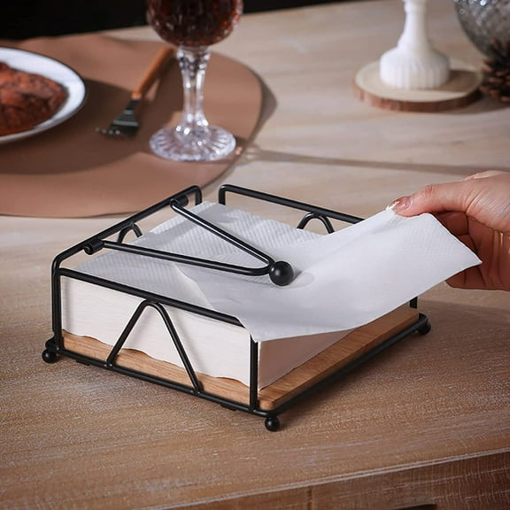 Huayishang Locker Shelf Iron Tissue Box Square Tissue Holder Hotel Cafe Restaurant Napkin Holder Dining Table Square Tissue Storage Rack, Kitchen Essentials Clearance Sale Black