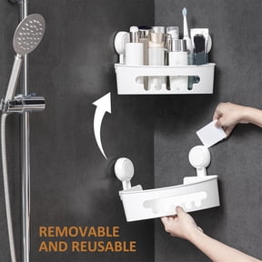 Huayishang Locker Shelf, Kitchen Essentials Clearance Sale Corner Shower Caddy Suction Cup & Soap Holder No Drilling One Second Installation Removable Shower Caddy Basket Powerful