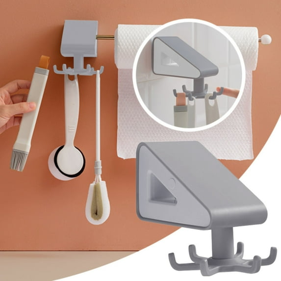 Huayishang Locker Shelf, Kitchen Essentials Clearance Sale Kitchen Hanging Utensil Holder 360° Rotating Folding Hooks for Hanging Wall Mounted Self Adhesive Waterproof Utility Hook For