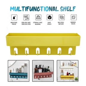 Huayishang Locker Shelf Punch-Free Seamless Rack with Hooks Bathroom Storage Rack on Bathroom Wall, Kitchen Essentials Clearance Sale Yellow