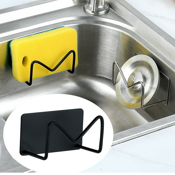 Huayishang Locker Shelf Steel Non Perforated Sink Sponge Drain Rack Kitchen Dishes, Kitchen Essentials Clearance Sale Black
