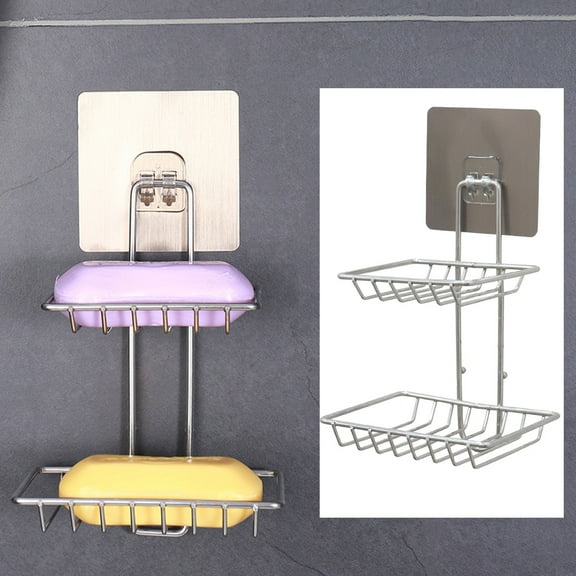 Huayishang Locker Shelf Steel Soap Dishes Double Holder No Bathroom Bath Shower, Kitchen Essentials Clearance Sale Pink