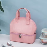 Huayishang Lunch Box for Women Lunch Bag for Women Double Compartment Insulated Tote Lunch Bag Waterproof, Kitchen Essentials Clearance Sale Pink