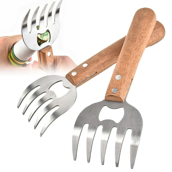 Huayishang Meat Chopper 2Pcs Dream Lifestyle Meat Metal Meat Shredder with Long Wooden Handle for Shredding Meat Shredder Bbq, Kitchen Essentials Clearance Sale Khaki