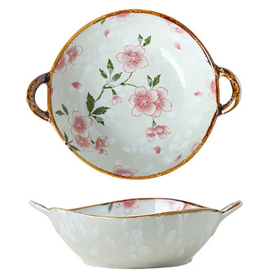 Huayishang Mixing Bowls, Kitchen Essentials Clearance Sale Pasta Bowl Dinnerware for Kitchen with Double Handles Rustic Porcelain Pasta Bowl Japanese for Cereal Pasta Ramen Salad And