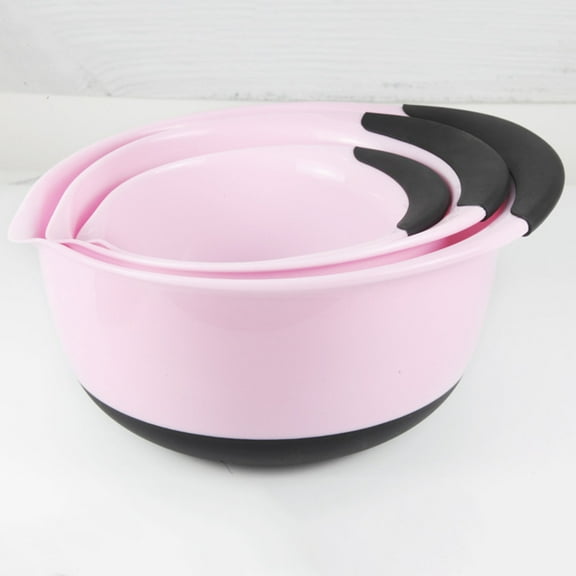 Huayishang Mixing Bowls Salad Cooking Bowl Three-Piece Set Kitchen Mixing and Basin Washing Basin Soft Bottom Non-Slip Cleaning Basin Thick Pink, Kitchen Essentials Clearance Sale Pink