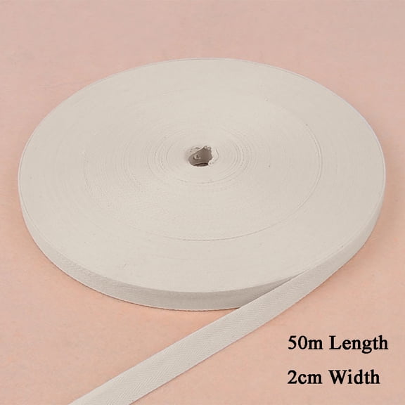 Huayishang Notebook Twill Cotton Webbing Herringbone Webbing 2Cm Wide 50M Long Off-White, Tools Clearance Sale White