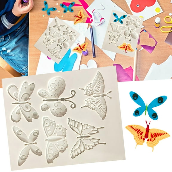 Huayishang Plastic Embossing Mold Diy Butterfly Silicone Mold Fondant Cake Silicone Mold Cake Decoration Baking Mold Western Pastry Accessories, Kitchen Essentials Clearance Sale Grey