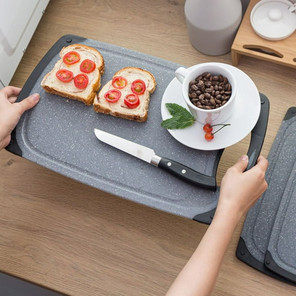 Huayishang Polishing Stone, Kitchen Essentials Clearance Sale Imitation Marble Plastic Cutting Board Three-Piece Kitchen Household Rubber Cutting Board Can Be Hung to Cut Vegetables